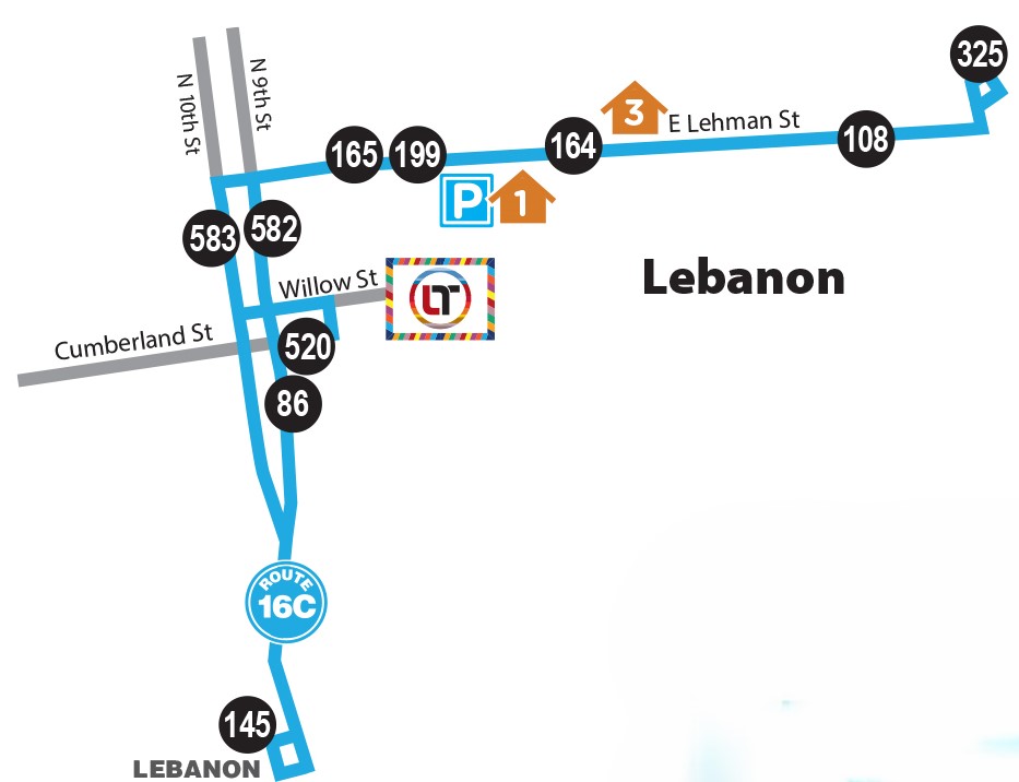 Lebanon Transit Route 16C Map