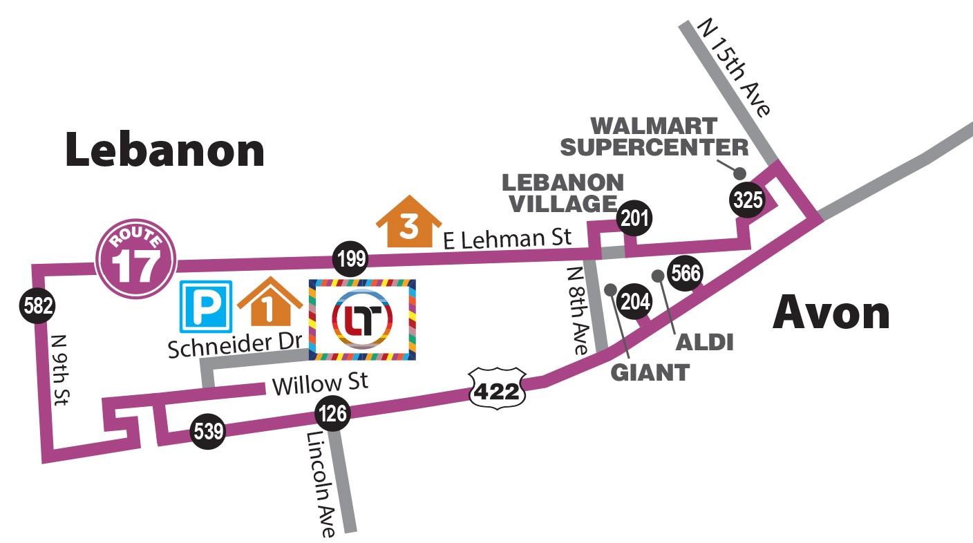 Lebanon Transit Route 17 Map