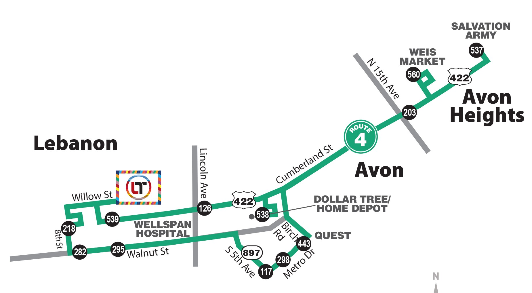 Lebanon Transit Route 4 Map