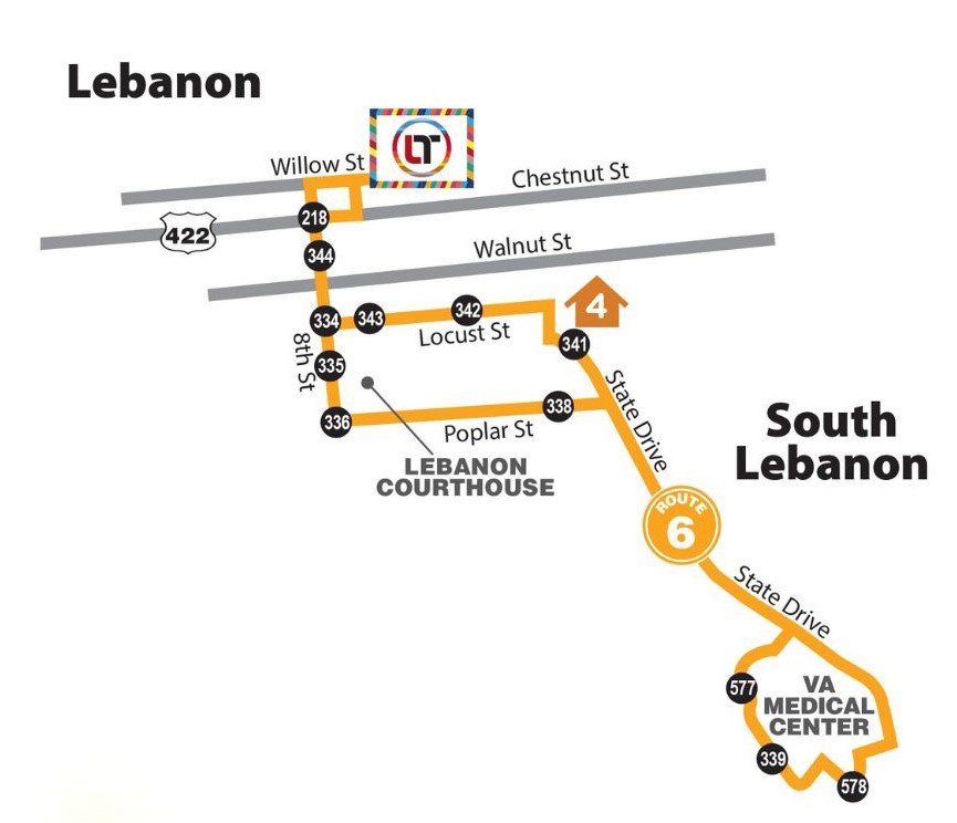 Lebanon Transit Route 6 Map