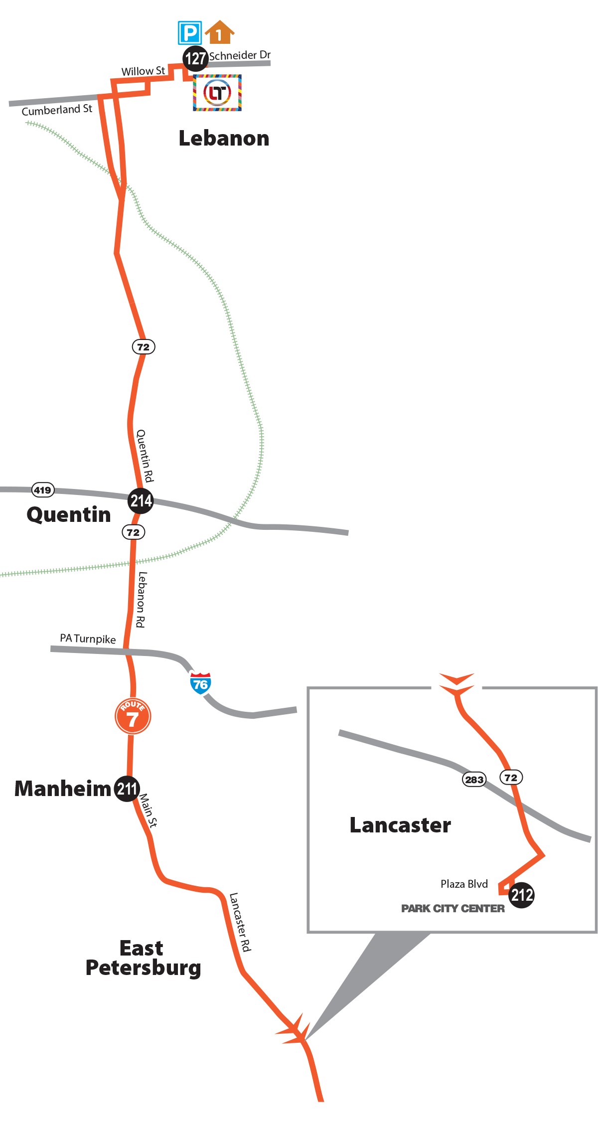 Lebanon Transit Route 7 Map