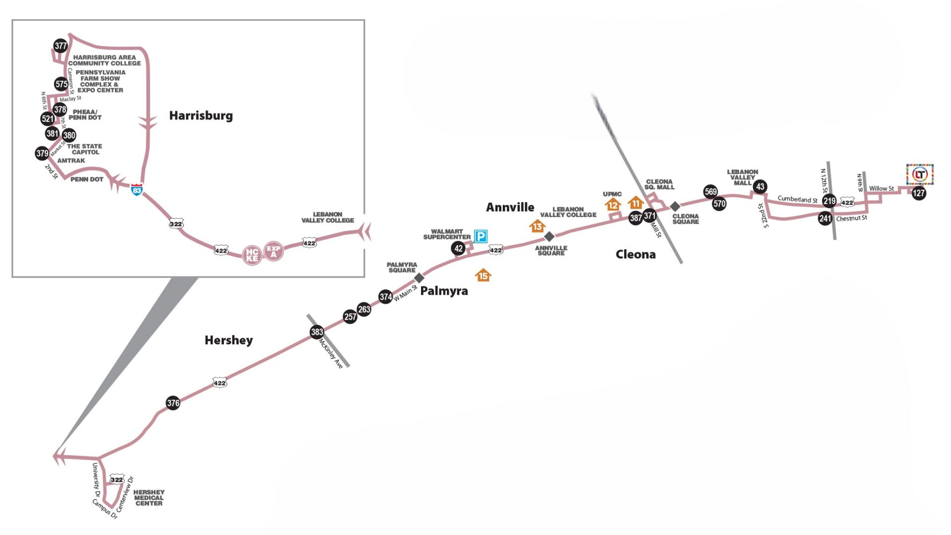 Lebanon Transit Route Harrisburg A Map