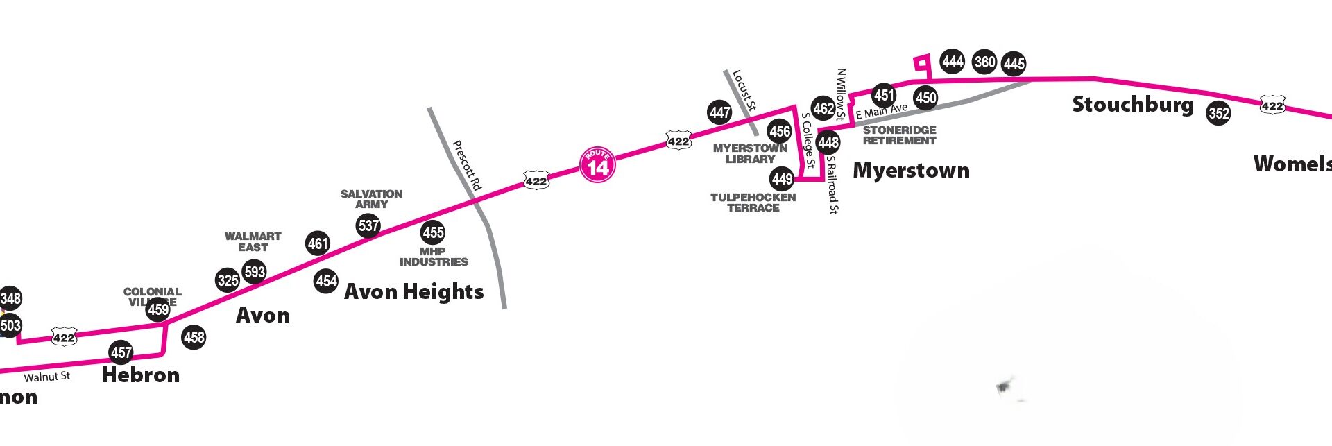 Lebanon Transit Route 14 Map